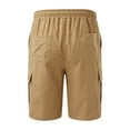 thumbnail image 5 of Shorts Men Casual Solid Knee Length Cargo Multi Pockets Fashion Short Pants Shorts for Men Khaki XL, 5 of 7