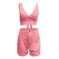 thumbnail image 5 of Dyegold 2 Piece Outfits For Women Summer Crop Tops Wide Leg Shorts Suit Two Piece Lounge Matching Sets Trendy Vacation Sets, 5 of 7