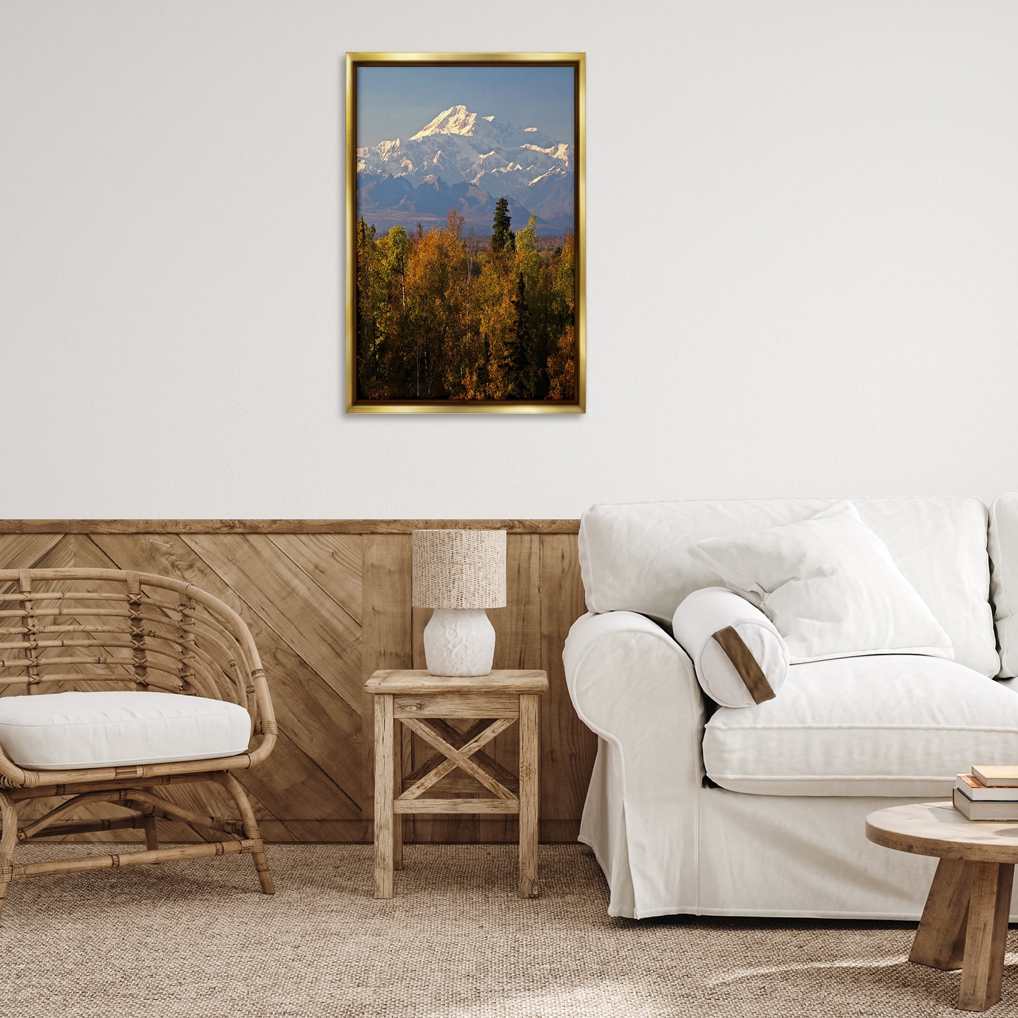 Stupell Industries Danali Autumn Landscape Landscape & Nature Photography Gold Floater Framed Canvas Art Print Wall Art, 21 x 31