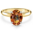 thumbnail image 3 of Gem Stone King 10K Two Tone Gold Ecstasy Mystic Topaz Engagement Ring for Women | 2.00 Cttw | Oval 9X7MM | Gemstone November Birthstone | Size 6, 3 of 6