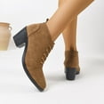 thumbnail image 4 of Wowcloth Women's Vintage British Style Martin Boots – Comfortable Round Toe Front Lace-Up Ankle Design with Solid Color for Casual & Versatile Outfits, 4 of 7