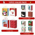 thumbnail image 3 of 12Pack Christmas Gift Bags, 4 Large,4 Medium and 4 Small Recyclable Christmas Paper Bags, Holiday Xmas Gift Bags with Handle, Christmas Bags for Gifts Wrapping, Party Supplies, New Year, 3 of 8