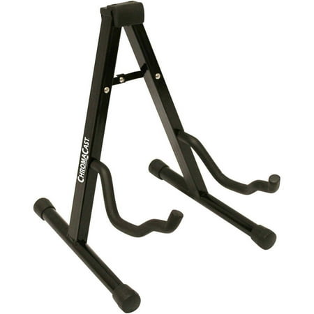 ChromaCast Universal Folding Guitar Stand with Secure Lock - Fits Acoustic and Electric (Best Mic Stand For Guitar Amps)