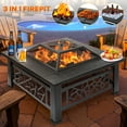 thumbnail image 5 of 32" Fire Pits for Outside, Updated Segmart Outdoor Firepit with Fireplace Screen, Lid Square Wood Burning Fireplace Heater/Ice Pit for Camping, Outdoor Heating, Bonfire and Picnic, Black, 5 of 13