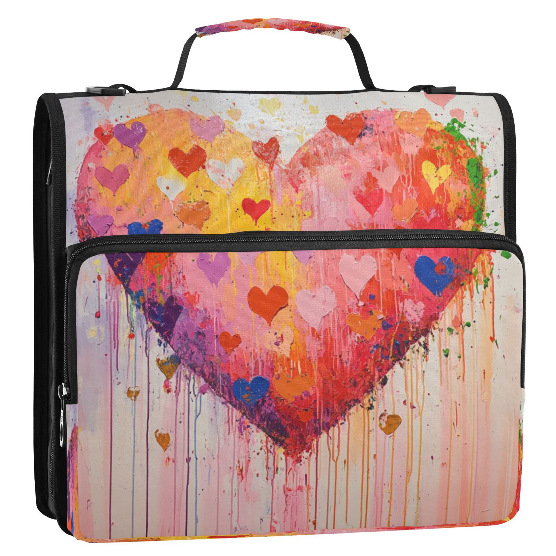 YAZAOO Zipper Binder trapper keeper Documents Organized Design Colorful Heartfelt Vibrance Printed