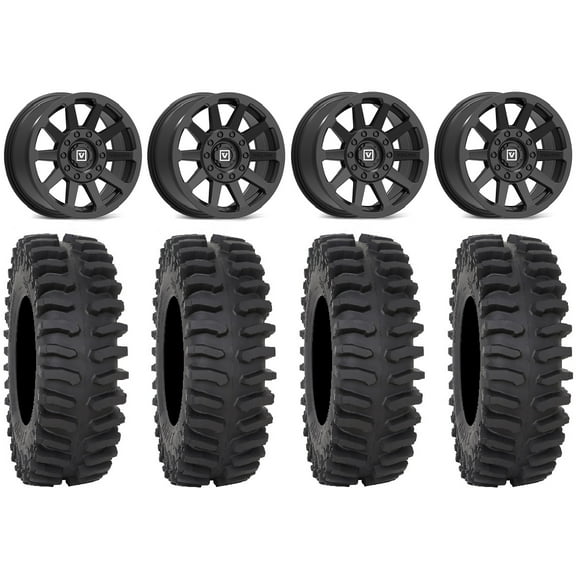 Valor V02 14" Wheels Black 30" XT400 Tires Can-Am Maverick X3 / Honda Pioneer 1000 / Talon