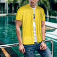 thumbnail image 6 of Hirioo Yellow Glitter for Men's Baseball T-shirt Shirts Short Sleeve Casual Summer Button Stretch T Shirts,Size S-4XL-XX-Large, 6 of 7