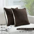 thumbnail image 4 of 3S Brother's Solid Mix and Match Cushion Cover with 2 Color Combination Pillowcase with Invisible Zipper Set of 2 Pieces for Chair Couch Bedroom & Livingroom Décor 24"x24" Cream-Dark Brown, 4 of 9