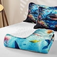 thumbnail image 4 of Erosebridal Ocean Shark Twin Quilt Set, Sea Fish Twin Coverlet Set, Black Reversible 2 Pieces, 1 Bedspread and 1 Pillowcase, 4 of 7