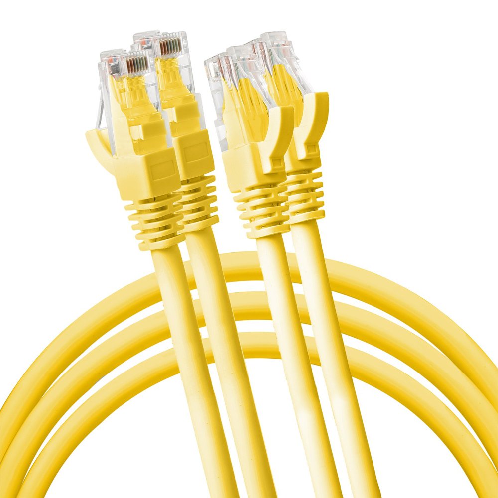 2 PACK Cat6 RJ45 Fast Network Cable 5 Feet Yellow connects Computer to printer