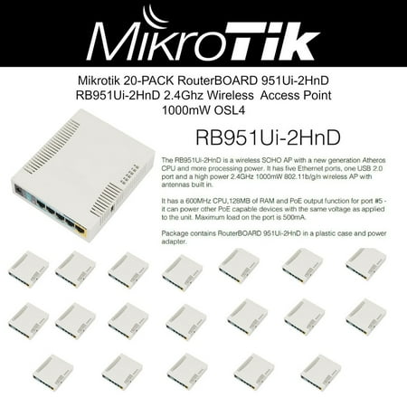 Mikrotik 20-PACK RouterBOARD 951Ui-2HnD RB951Ui-2HnD 2.4Ghz Wrls AP 1000mW OSL4