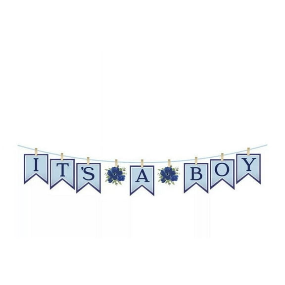 Baby In Bloom Sweet Baby Boy Clothespin 12-Foot Letter Banner