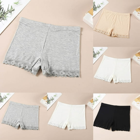 Pounoo New 2025 Shorts for Girls 4-16 Cozy Solid Summer Shorts Leggings Elastic Waisted Lace Insert Comfortable Girls Shorts 7-8