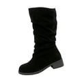 thumbnail image 2 of Women's Casual Mid Calf Boots, Plus Size Suede Round Toe Slouch Design with Breathable Lining, Trendy Boots for Daily Leisure Gift, 2 of 9