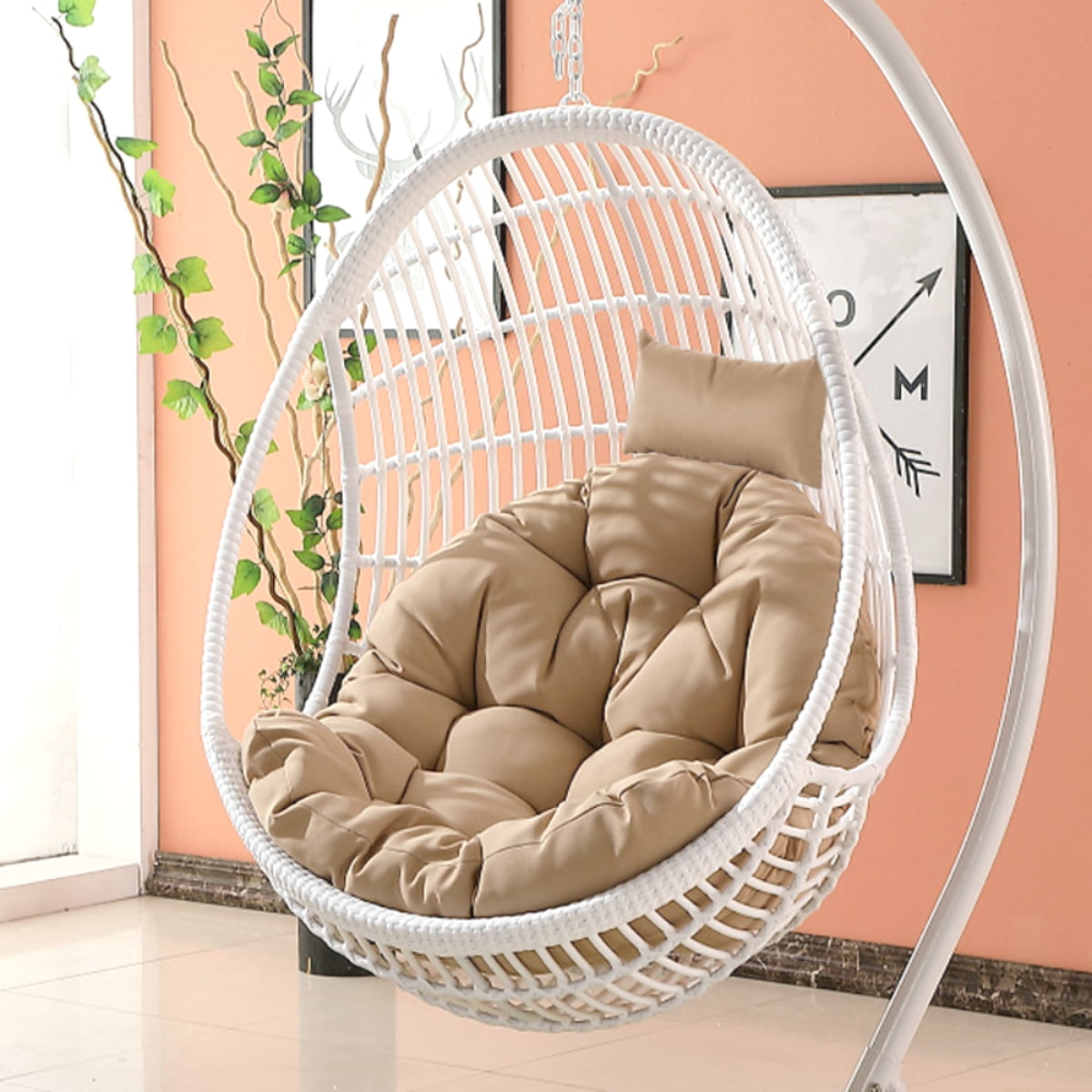 Foldable Wicker Swing Egg Chair Hanging Chair Cushion Outdoor Without