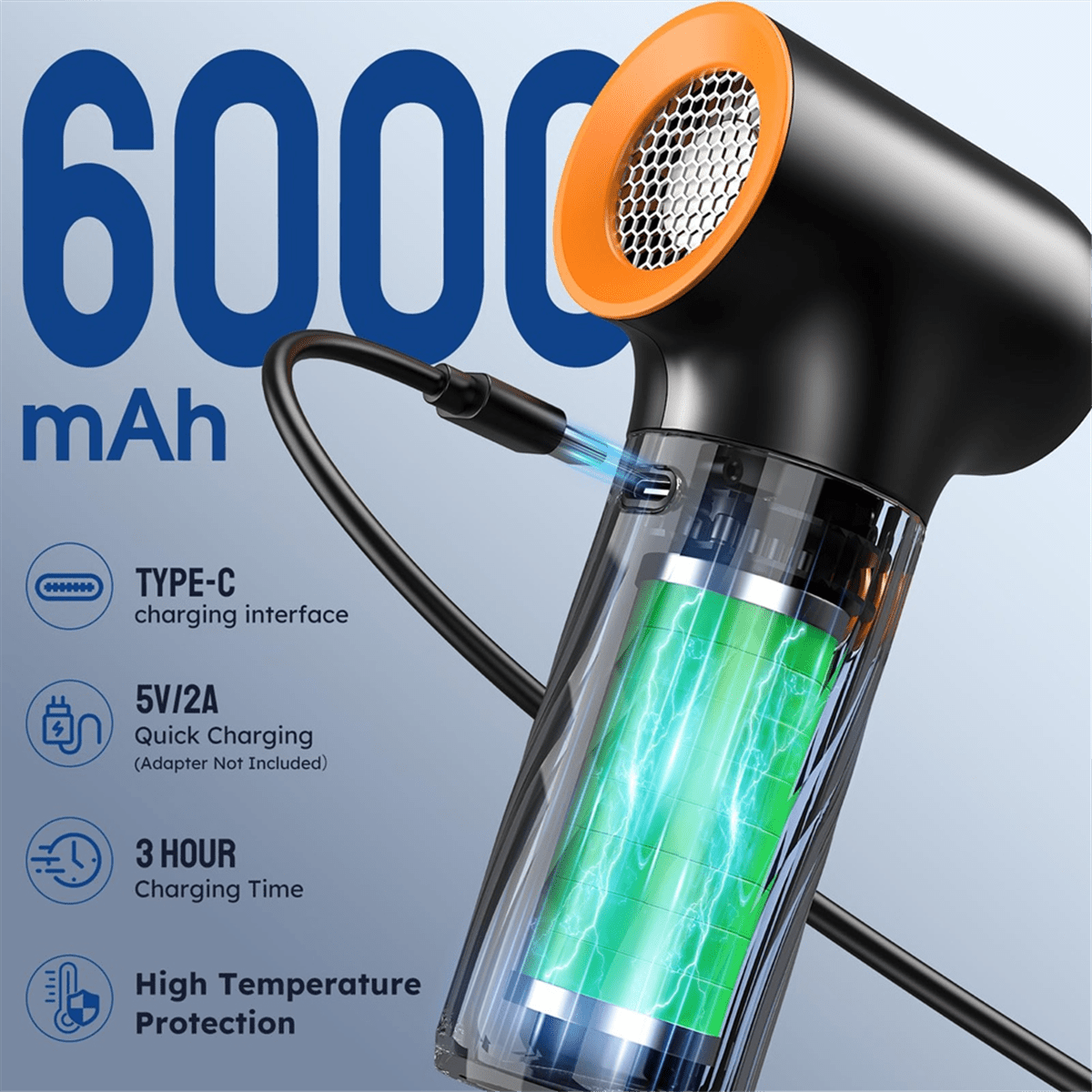 Compressed Air Duster, Mini Blower Turbo Fan 350000RPM - Cordless Air Duster Blower,for Car Dry Keyboard PC Computer