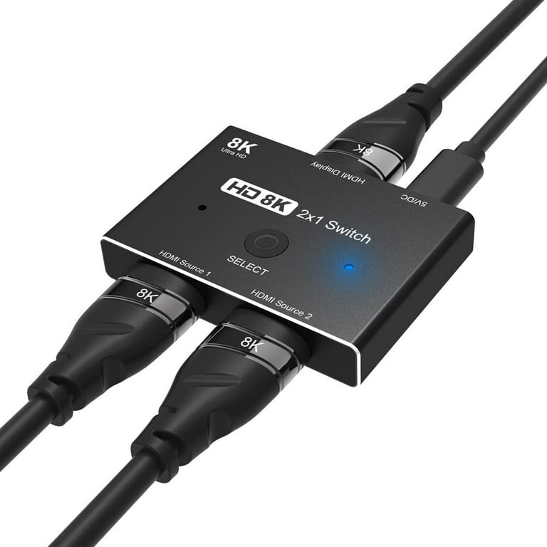 New 8K Switcher HDMI 2.1 Switch Splitter 2 in1 Out Ultra HD 8K@60Hz  4K@120Hz High Speed 48Gbps Switch Adapter 