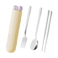 thumbnail image 3 of Siruishop Spoon Chopsticks Set Flatware with Case ,Gadgets, Travel Utensils ,Portable Cutlery Set for Daily Use Kitchen Camping Student Yellow 4 Pieces, 3 of 8