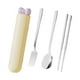thumbnail image 3 of Juego de cucharas y palillos, vajilla, utensilios de viaje, juego de cubiertos portátiles para Amarillo 4 piezas, 3 of 9