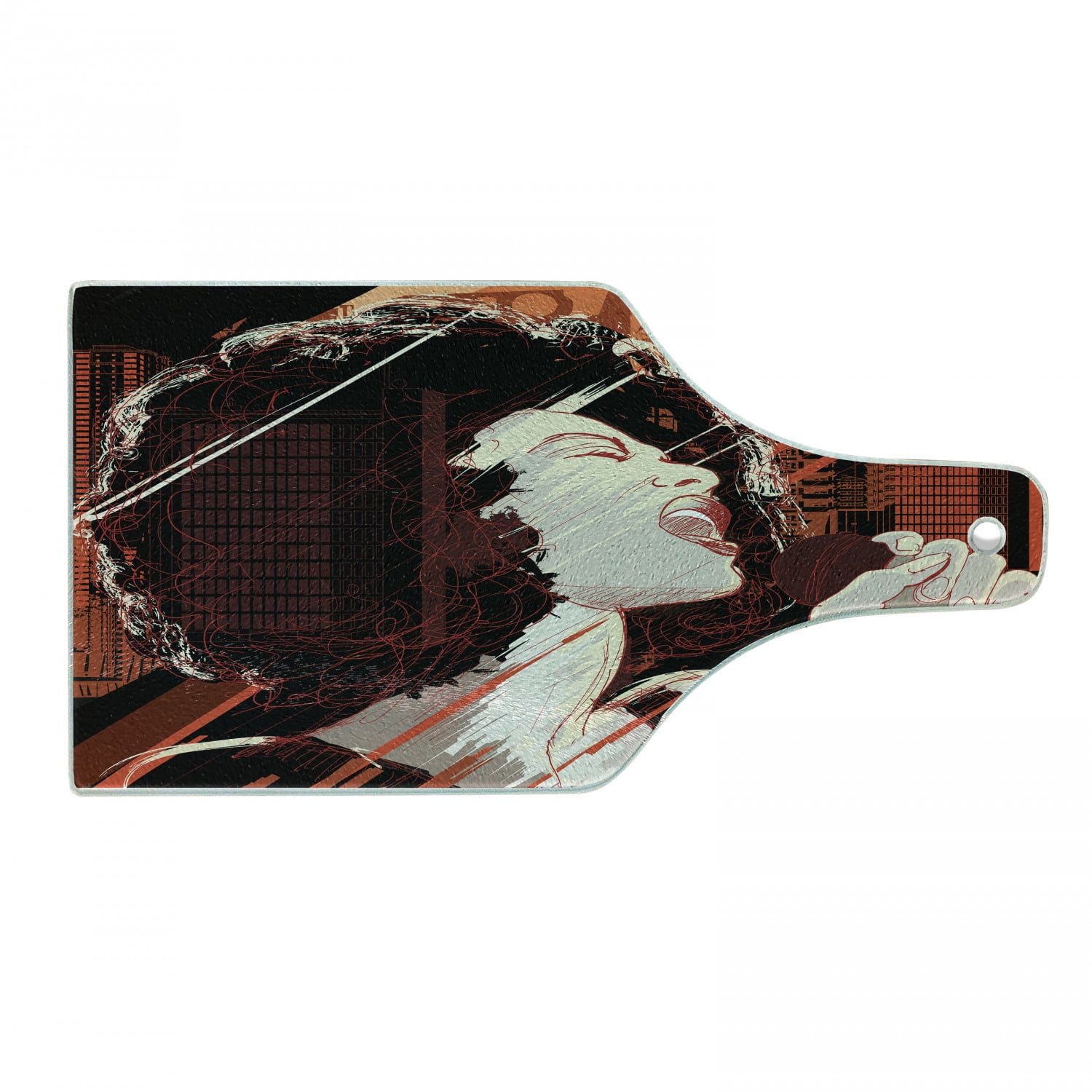 African Cutting Board, Jazz Singer Woman Performing on the Grunge  Background Musical Sound Illustration, Tempered Glass Cutting and Serving  Board, Wine Bottle Shape, Black Red, by Ambesonne - Walmart.com