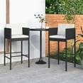 thumbnail image 1 of vidaXL Bar Stools 2 pcs with Cushions Black Poly Rattan, 1 of 4