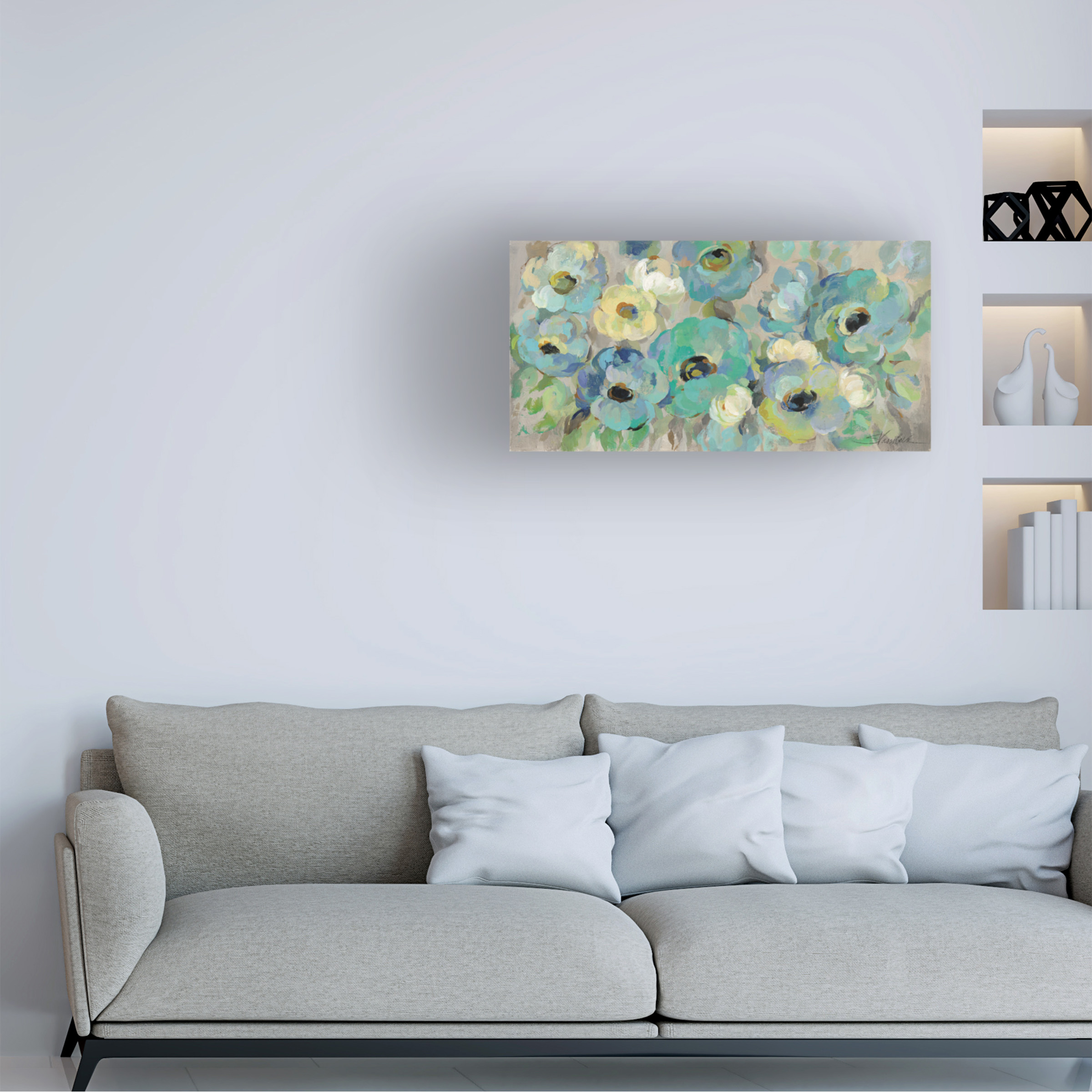 Trademark Fine Art 'Fresh Teal Flowers' Canvas Art by Silvia Vassileva
