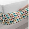 thumbnail image 2 of Elephant Bed Skirt, Retro Style Colorful Animals with Tusks Cartoon Style Wildlife Safari Concept, Elastic Bedskirt Dust Ruffle Wrap Around for Bedding Decor, 4 Sizes, Multicolor, by Ambesonne, 2 of 2