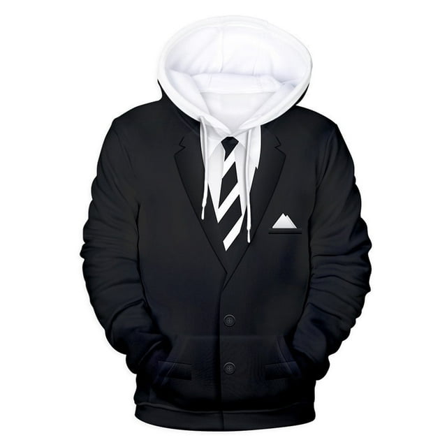 LUOGENLI Mens Hoodies Blanket Men's 3D Suit Hoodie Tuxedo Funny Hoodie Funny Birthday Party Classic Humor Tux Hooded Sweatshirt Men Hoodies Red Size S