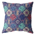 thumbnail image 1 of Amrita Sen CAPL21FSDS-BL-18x18 Fleur Diamants Daim Soufflé et Oreiller Fermé Bleu Marine et Rouge, 1 of 4