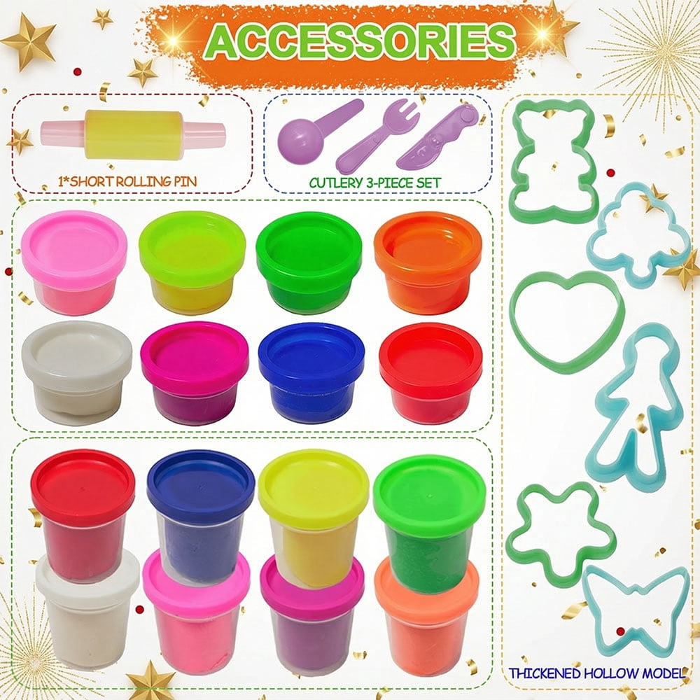 8-Color Premium Modeling Dough Set with Molds & Tools - 1077g Large Capacity Creative Play Kit for Kids - Non-Toxic Art & Craft Supplies