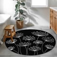 thumbnail image 3 of Round Area Rug 3.3 Ft, Spring Dandelion Washable Non-Slip Circle Carpet for Living Room/Bedroom, Modern Country Flower Black White Low-Profile Small Kitchen Mats Collection Rugs for Indoor, 3 of 8