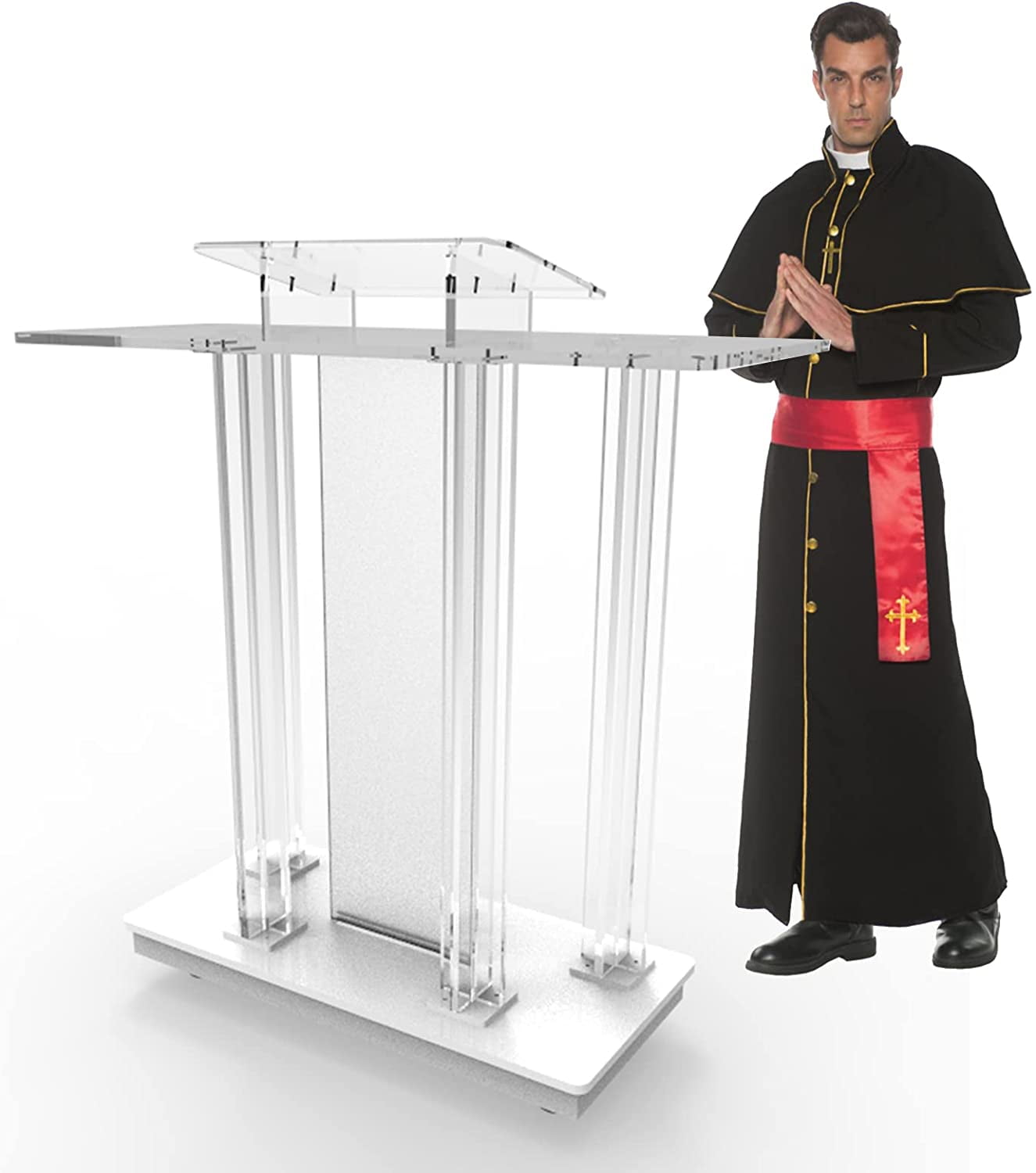 XUEHONG001 Clear Acrylic Podium Stand, Portable Schools Church Office Lectern With Wide Reading Countertop Surface, Professional Information Lecture Podium, 4 Style (Color : A - View #11