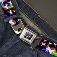 thumbnail image 2 of Buckle-Down Belt, Seatbelt Buckle Belt, Unicorns Rainbow Swirl Black, 34 to 52 Inches, 2 of 9