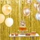 thumbnail image 4 of Injueey Cortina de flecos decorativa y brillante, papel de aluminio hecho para graduación y decoración de boda, telón de fondo de fiesta Kits de decoración para fiestas Oro 9.8 pies, 4 of 6