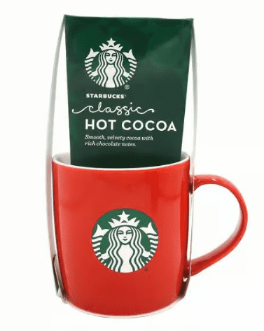 Starbucks Holiday Gift Set Bundle – 2-Pack Ceramic Mugs & Classic Hot Cocoa Mix