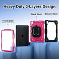 thumbnail image 3 of Decase Kids Case for Apple iPad Pro 13 13-inch (M5)(M4) 2025/2024,Shockproof Rotatable Stand Cover,Detachable Shoulder Strap,Rugged 3-Layer Tablet Shell with Pen Holder,Black+Rose, 3 of 8