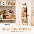 thumbnail image 5 of Over the Door Purse Organizer with 16 Hooks — Wall-Mounted Handbag Rack with Metal Basket, Closet Storage for Bags, Hats & Accessories, 5 of 8