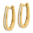 thumbnail image 2 of Finest Gold 14K Yellow Gold Diamond Oval Hinged Hoop Earrings, 2 of 3