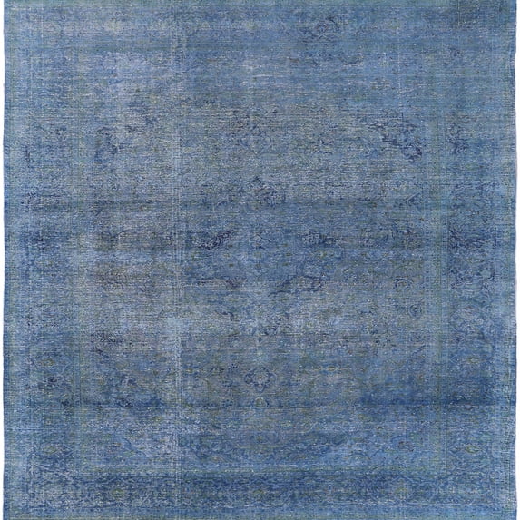 Ahgly Company Machine Washable Indoor Square Industrial Modern Blue Koi Blue Area Rugs, 6' Square