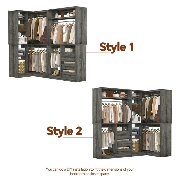 Homieasy Closet System with 2 Sets, 72'' Freestanding Closet