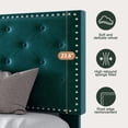 thumbnail image 7 of Amolife Queen Bed Frame with Adjustable Velvet-Studded Headboard, Teal Blue, 7 of 7