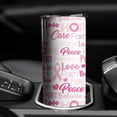 thumbnail image 3 of 20oz Pink Breast Cancer and Love Skinny Tumblers Stainless Steel Tumbler with Lid and Straw,Vacuum Insulated Double Wall Travel Tumbler Cups with Cleaning Brush for Coffee,Tea, 3 of 6