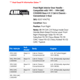 thumbnail image 2 of Front Right Interior Door Handle - Compatible with 1991 - 1994 GMC C3500HD Base 4 X 2 Cab & Chassis - Conventional 2-Door 1992 1993, 2 of 2