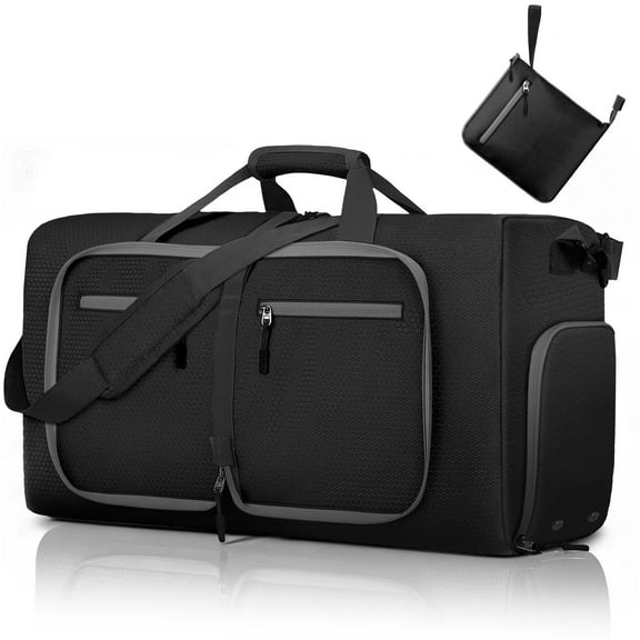 XUEYU 65L Travel Bag, Large Travel Duffel Bags with Shoes Compartment and Adjustable Strap, Foldable Travel Duffel Bags for Men Women,Waterproof Duffel Bags for Traveling Camping, Touring, Black