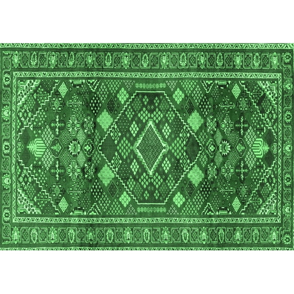 Ahgly Company Indoor Rectangle Persian Emerald Green Traditional Area Rugs, 8' x 10'