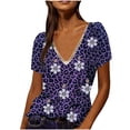 thumbnail image 1 of Pompotops T-Shirt Décontracté à Manches Courtes Imprimé Léopard Col en V pour Femmes, 1 of 5
