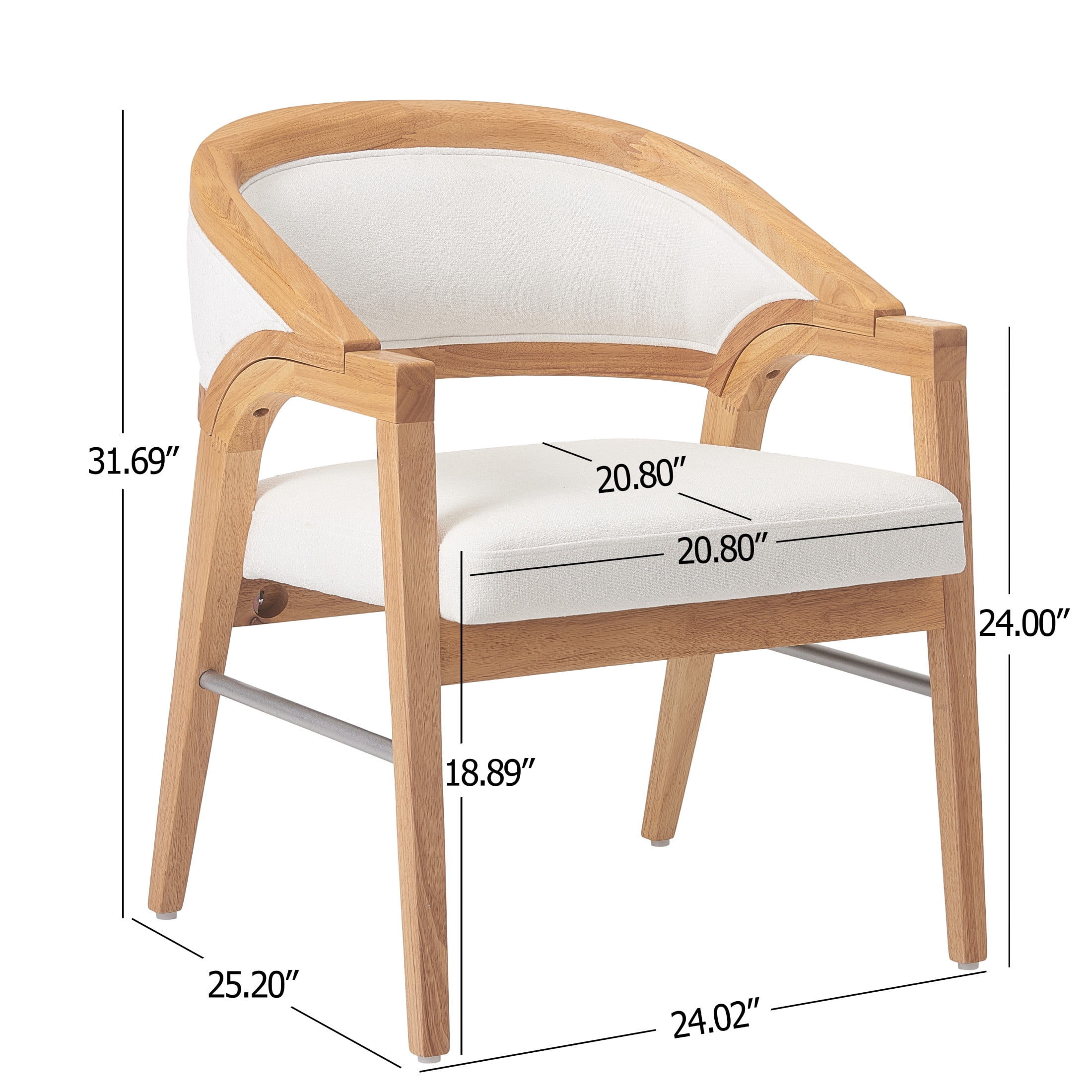 Christopher Knight Home Modern Upholstered Dining Chairs, Solid Wood Frame, Natural+White, Set of 6