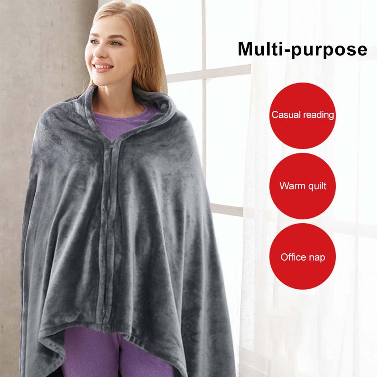 Kezqiaxn Heated Vests 150 X 80Cm Eight Heating Shawl Electric Blanket Charging Coral Fleece Warm Electric Shawl Pad With Three Brown