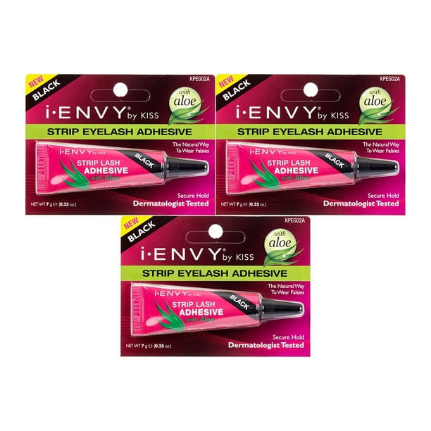 Adhesivo para pestañas i•Envy Kiss I Envy Strip con aloe, 7 ml (paquete de 3)