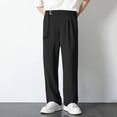 thumbnail image 2 of Gyexs Mens Chinos Pants Stretch Elastic Waist Flat Front Dress Slacks Casual Dress Loose Fit Slacks Trousers Spring Summer Clothes Black, Szie XL, 2 of 6